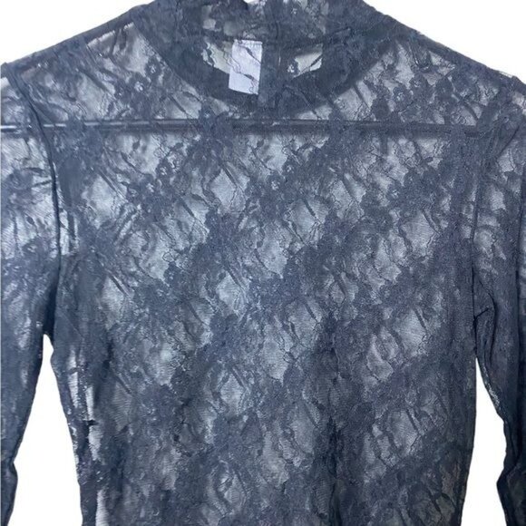 Divided Lace Top Womens Small FairyGrunge Goth‎ Witchy Black Lace Sheer - Picture 7 of 10
